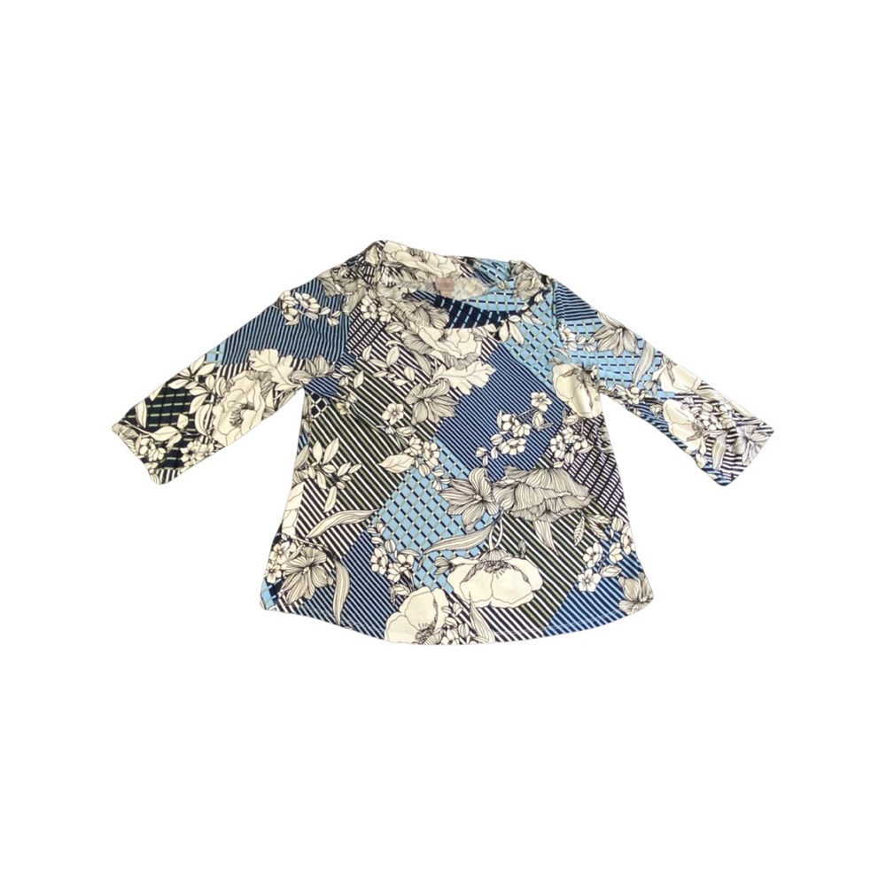 Easywear by Chicos Womens Floral Print Turtle Neck Blouse Size 2/Extra Large